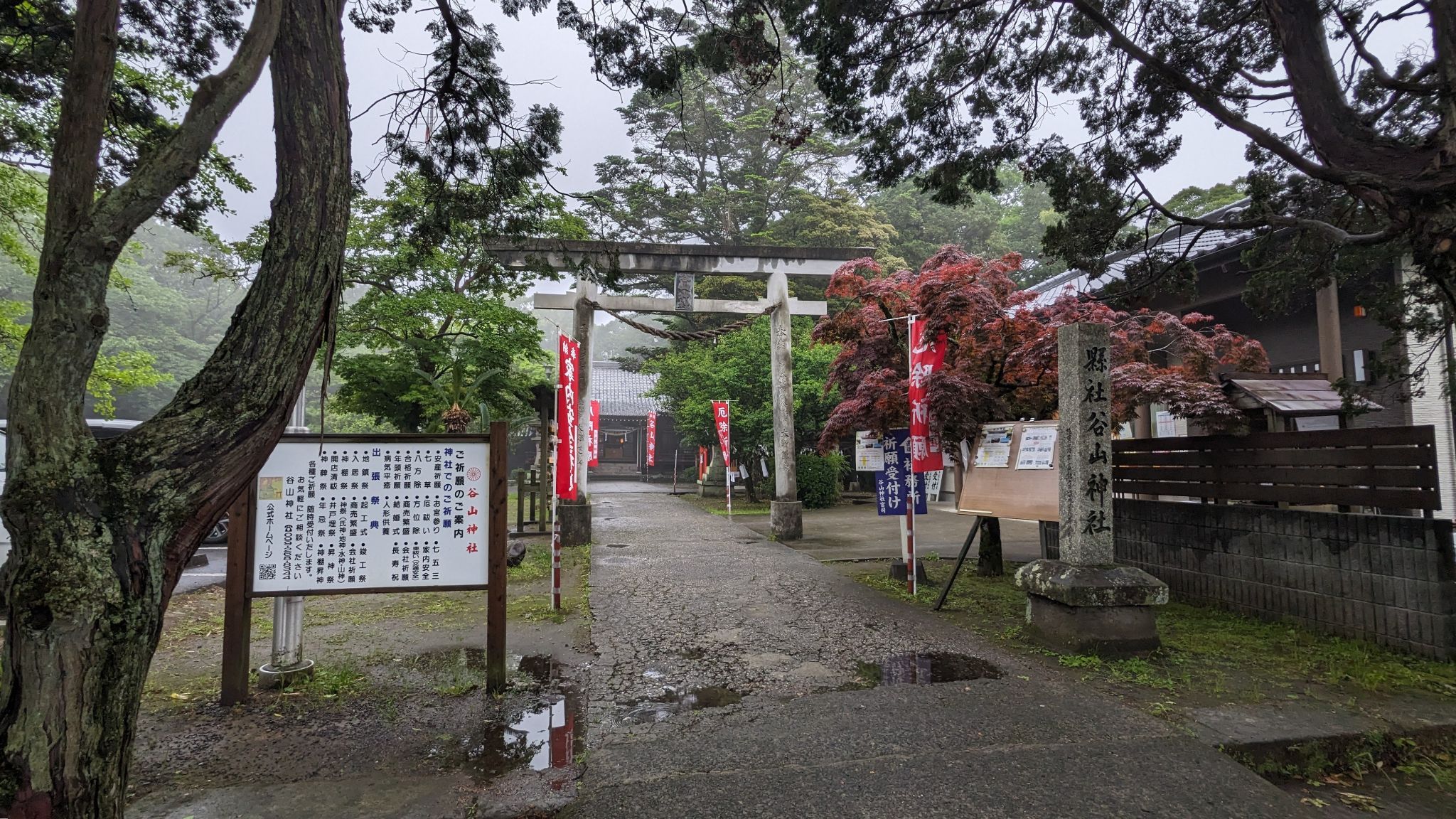【谷山神社】雨に煙る石段と社殿が美しい、しっとりとした風情に癒される神社参拝
